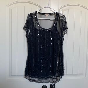 Black formal blouse. Full of beads and lace size2X
